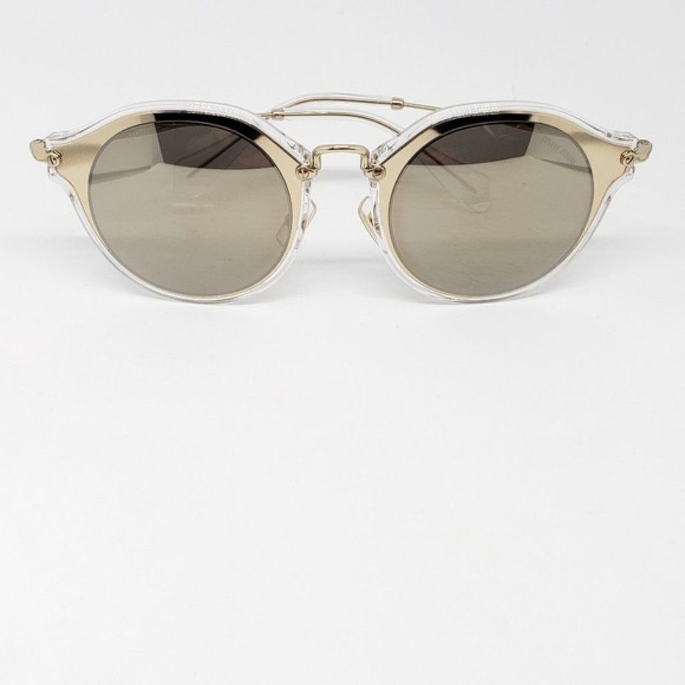 Miu Miu Round Metal Sunglasses Frame Gold